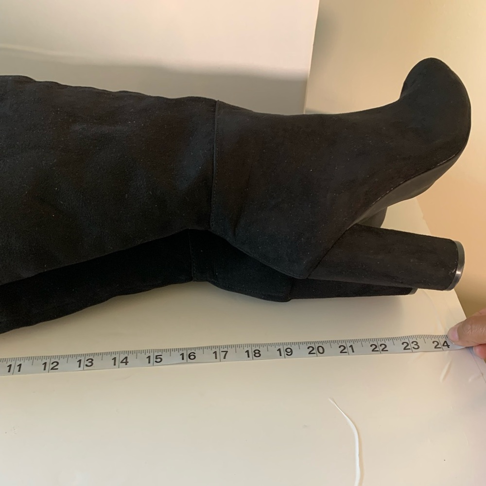 JustFab Over the Knee High Faux Suede Round Heel Boots Black Size 7 - Picture 11 of 13
